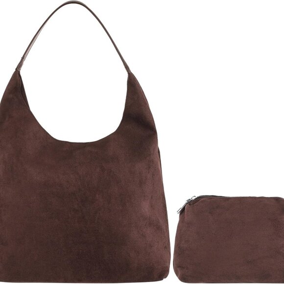 Suede Tote Bag Women Large Capacity Shoulder Bag with Inner Zipper Pouch - Picture 1 of 5